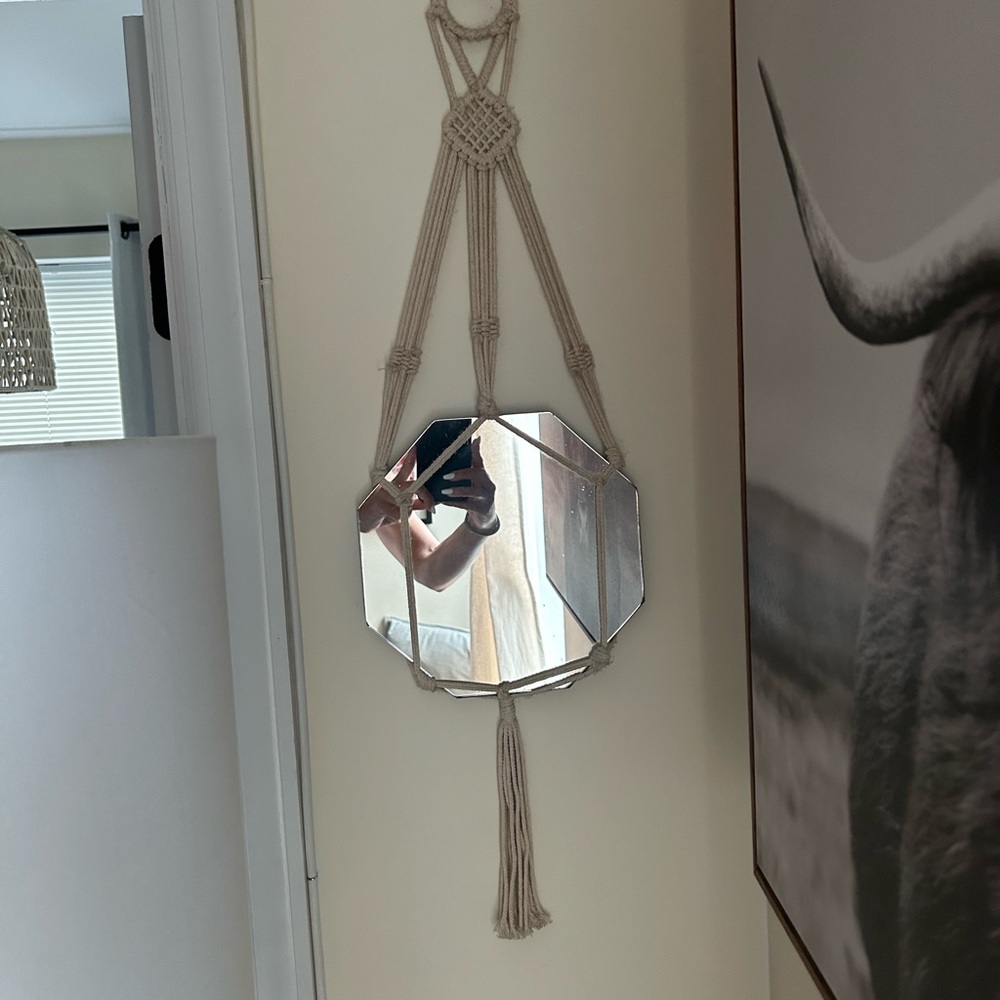Macrame Sling hanging wall mirror